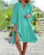 Skylar - Chic V-Neck 3/4 Flared Sleeves Ruffle Hem Dress