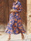 Beatrix - High-end Floral Print Lapel Dress