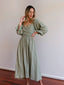 Aviana - Elegant Reversible Puff Sleeve Maxi Dress